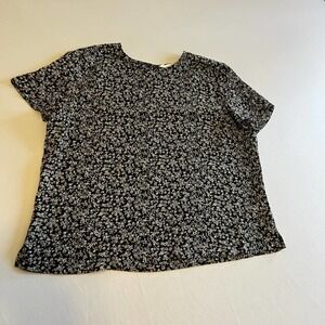 Josephine Chaus black white floral blouse L